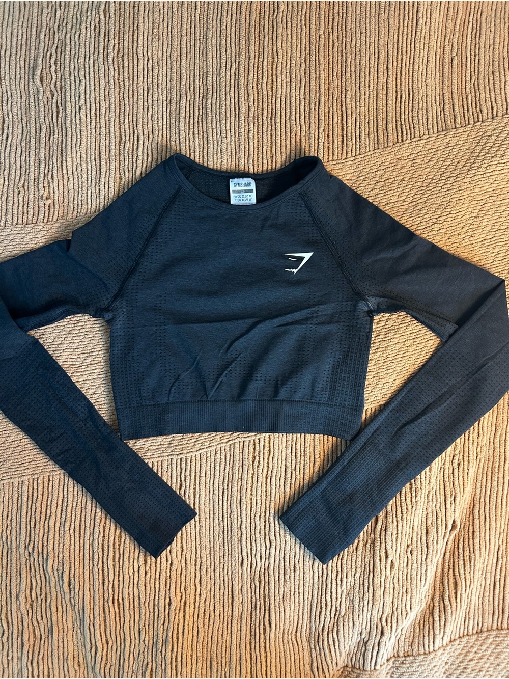Gymshark Vital Seamless 2.0 Long Sleeve Crop Top - Black Marl